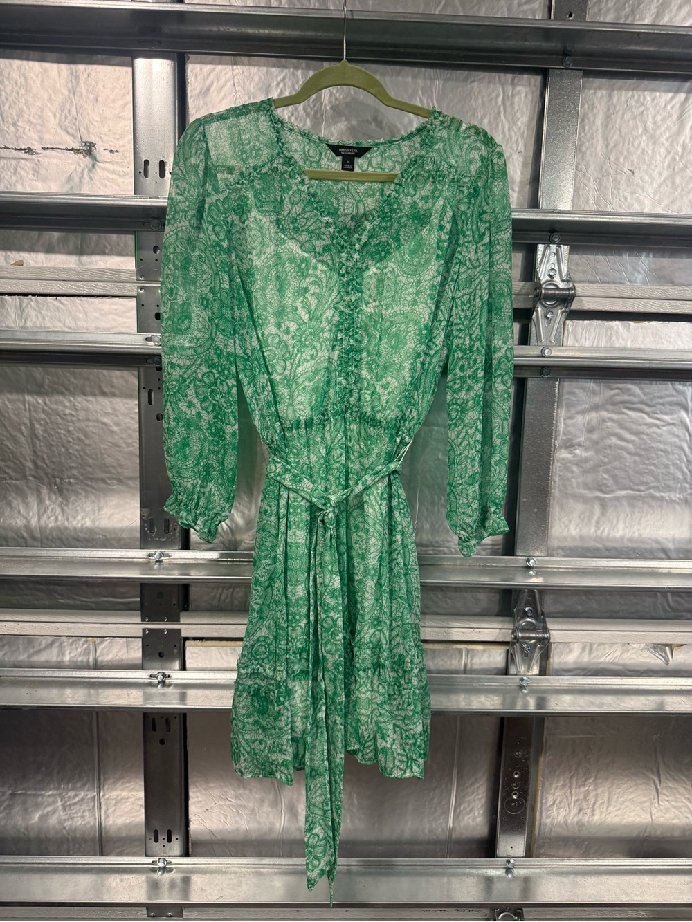 Simply Vera Vera Wang Green Paisley Tie-Waist Dress